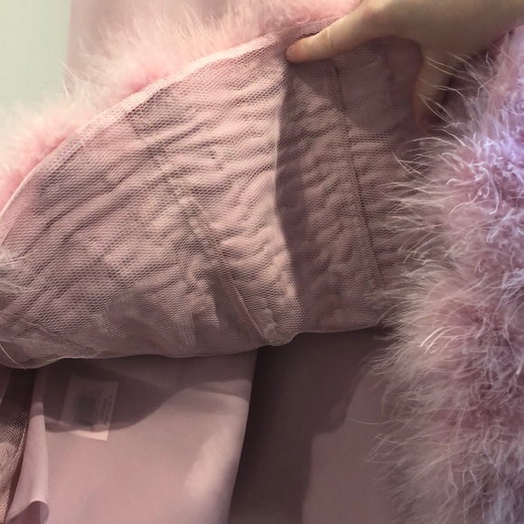 BCBG MaxAzria Pink V-Neck Feather-Hem Dress - Picture 6 of 7